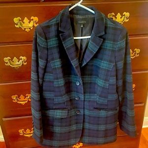 Talbots Navy and Green Wool Blazer.